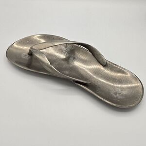 Vtg Solid Aluminum Flip Flop‎ Sandal Beach Decor Trinket/Candy Dish Ashtray
